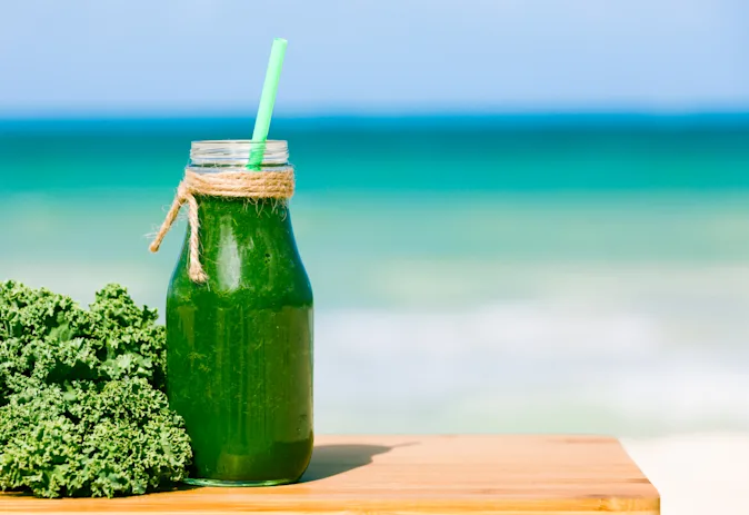 What do female veggies wear to the beach? image