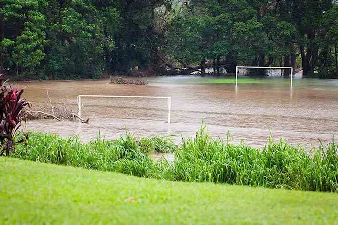  What should a football team do if the pitch is flooded? image