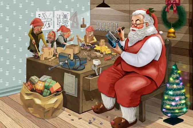 What's always playing in Santa's workshop? image