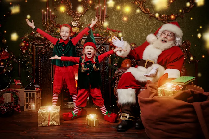 What was the slogan for Santa's Elves' new business? image