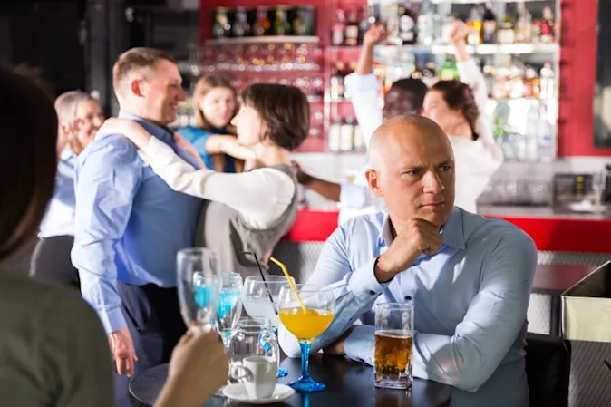 Why was the man stuck at the party? image