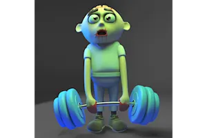 How did the zombie bodybuilder hurt his back? image