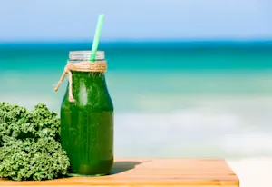 What do female veggies wear to the beach? image