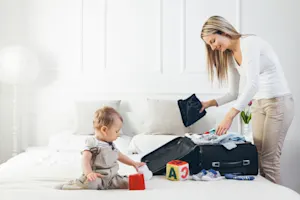 What do moms say is bad for both family trips and sleeping? image