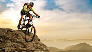 What do you call a mountain biker if his bicycle breaks? image