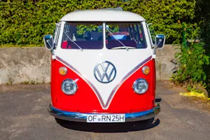 What do you call a Volkswagen bus at the top of a hill? image