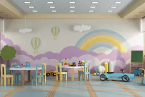 What flies around the kindergarten room at night? image